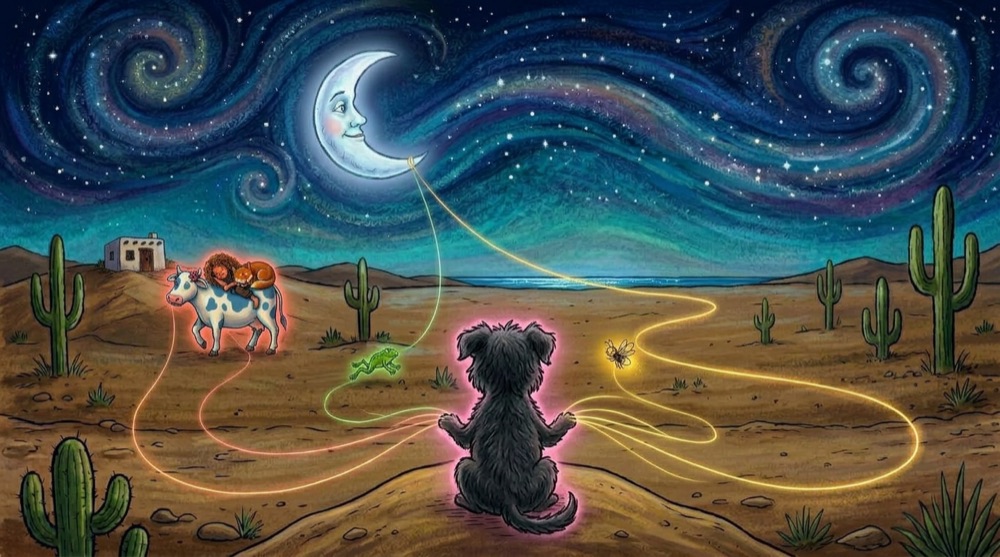 Nakash the pup holds a thread to every friend.
